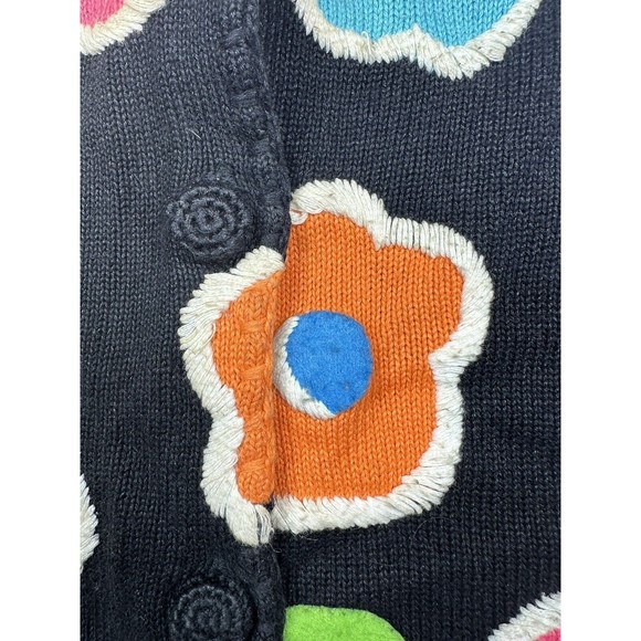 Michael Simon New York Sz L Black Short Sleeves Sweater Women Knit Crochet 1997 - Picture 7 of 14